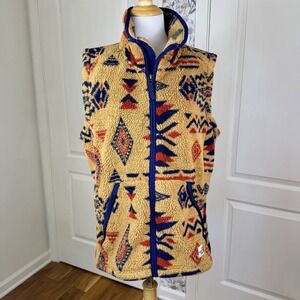 The North Face Campshire Vest 2.0 Womens Small Brown Full Zip Mock Neck Aztec